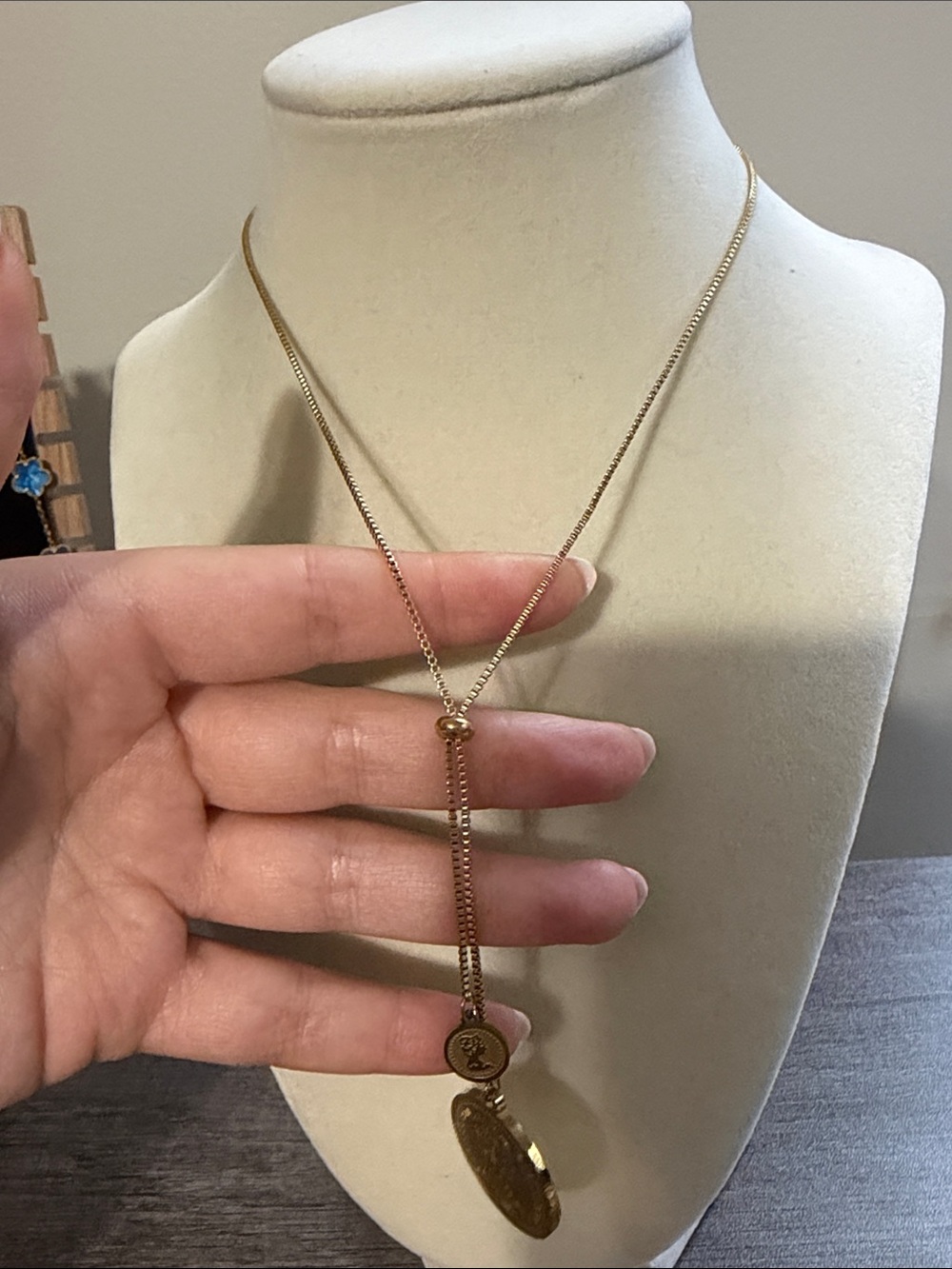 Adjustable Coin Pendant Necklace - Picture 2 of 3